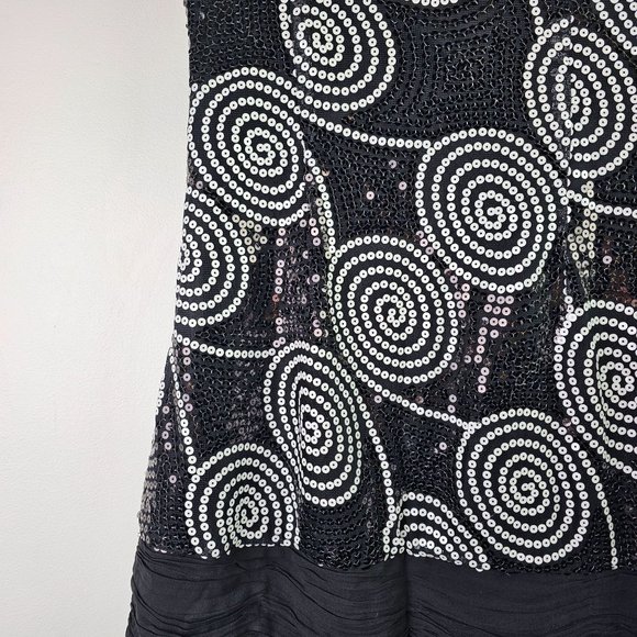 Vintage Cache Black White Sequin Satin Mini Halter Party Dress, Sz 6 - Picture 9 of 12